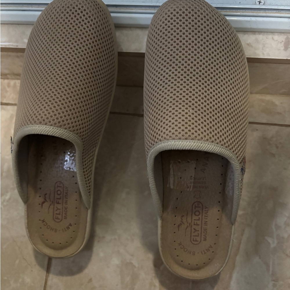 Fly Flot Beige Mesh Slip-On Clogs